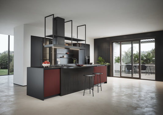 DOMINO 03 - Cucina a isola con ante cannettate