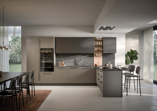 DOMINO 10 - Cucina moderna con penisola e piano snack
