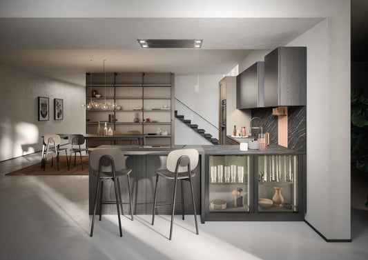 DOMINO 10 - Cucina moderna con penisola e piano snack