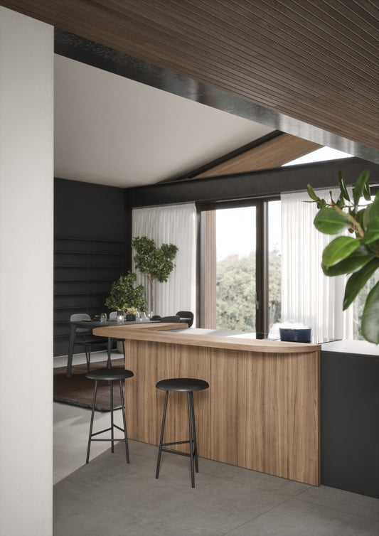 LUCE 06 - Cucina in laccato opaco colorato e legno