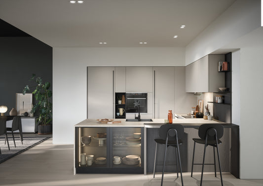 LUCE 04 - Cucina moderna laccata opaca chiara
