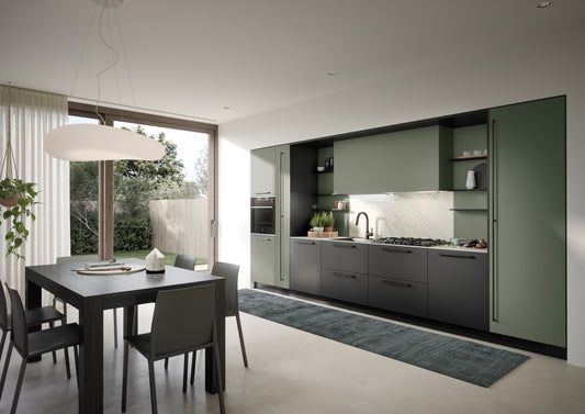 LUCE 02 - Cucina lineare laccata opaca colorata