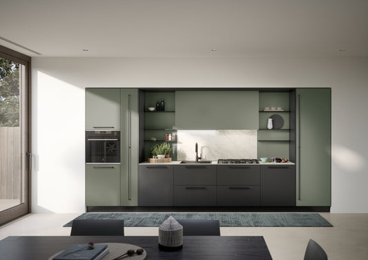 LUCE 02 - Cucina lineare laccata opaca colorata