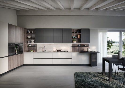 ZOE 03 - Cucina angolare raffinata con finiture in PET