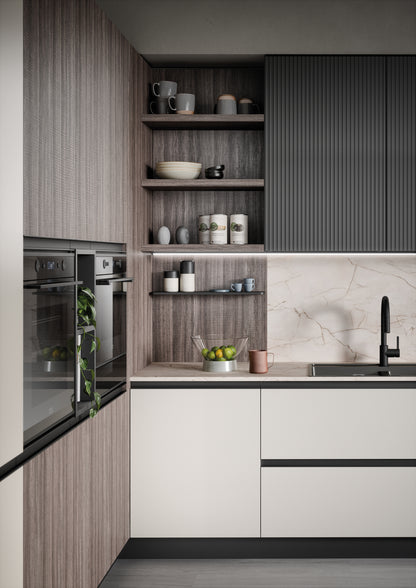 ZOE 03 - Cucina angolare raffinata con finiture in PET