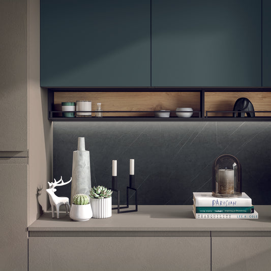 FLY 03 - Cucina minimalista ad angolo con anta liscia