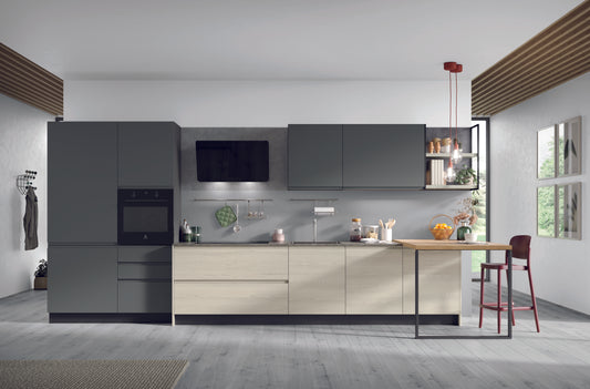 FLY 04 - Cucina lineare minimalista con piano snack