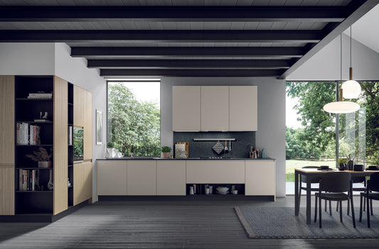 FLY 04 - Cucina lineare minimalista con piano snack