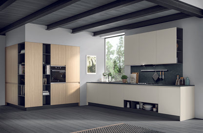 FLY 04 - Cucina lineare minimalista con piano snack