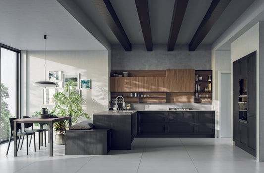 NOAH 02 - Cucina moderna con penisola in stile industriale